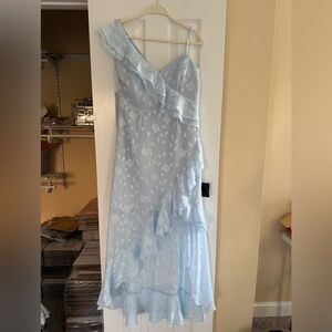Lulu's One Shoulder Light Blue Dress